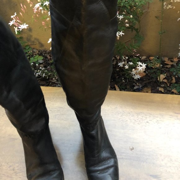 Vintage Black Over-the-Knee Patchwork Boots - Picture 3 of 9